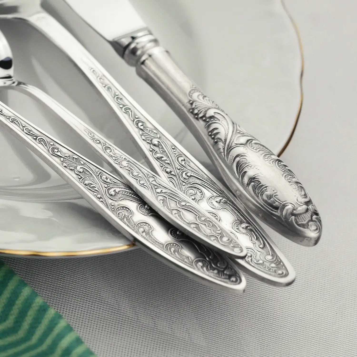 Фото Набор столовых ножей "Морозко" посеребренный с чернением №3