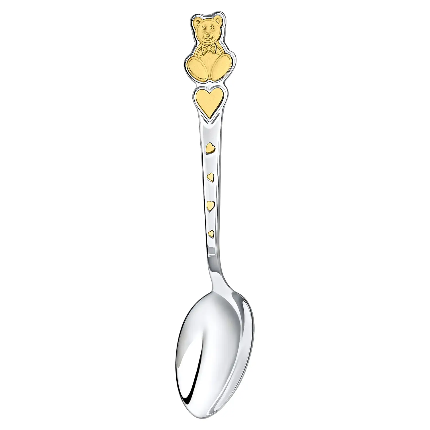 Набор детский "Мишка": вилка, ложка, тарелка с позолотой (Серебро 925)